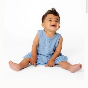 NWT Copper Pearl Muslin Snap Romper Robin Blue 18-24M